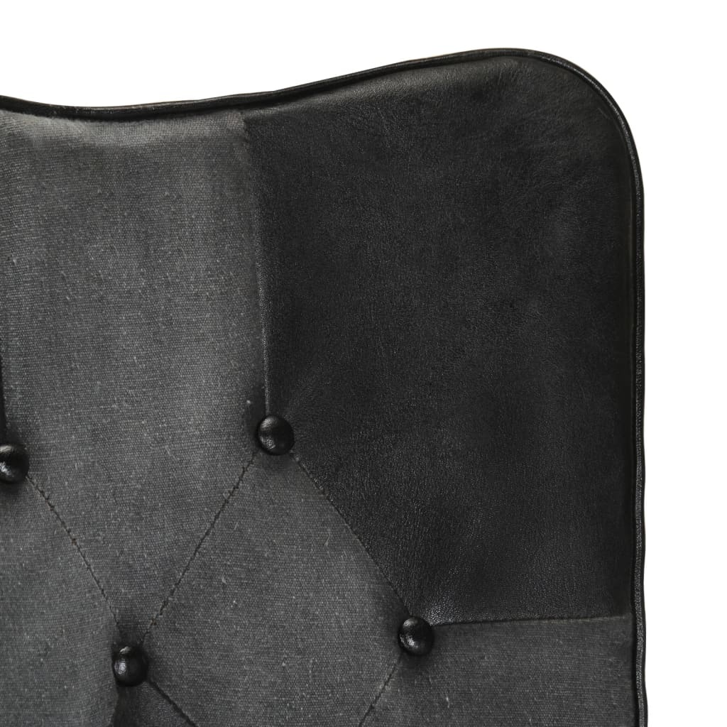 VidaXL Leren Fauteuil Zwart/Grijs - 41% Korting!