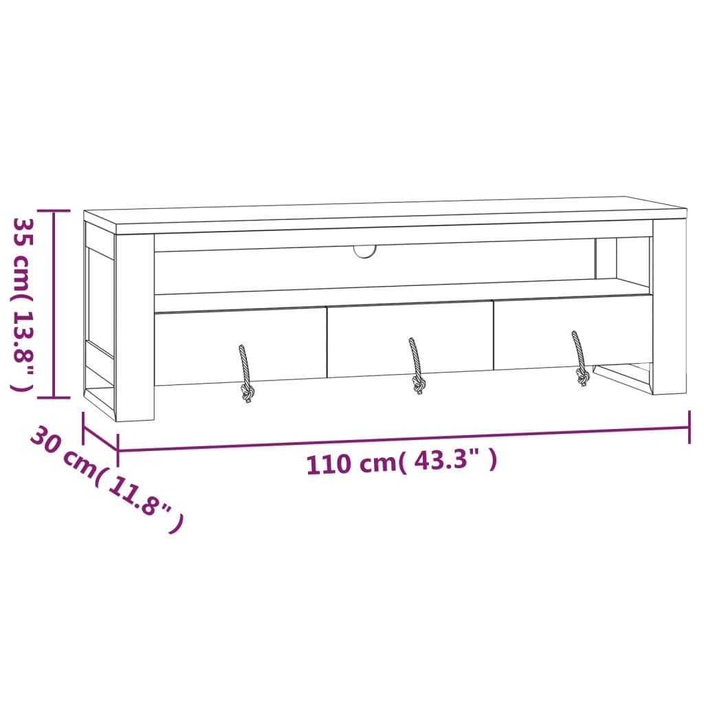 VidaXL TV-meubel Teakhout 110cm - 35% Korting! Zo goed als nieuw