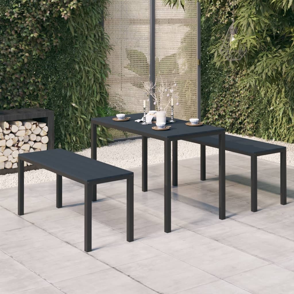 VidaXL 3-delige Tuinset Zwart - Staal & HKC - 35% Korting!