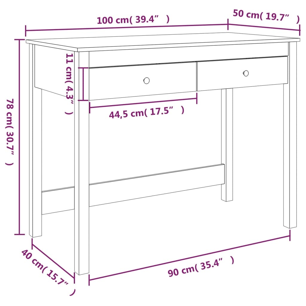 Bureau Grenenhout Honingbruin 100cm - 35% Korting!