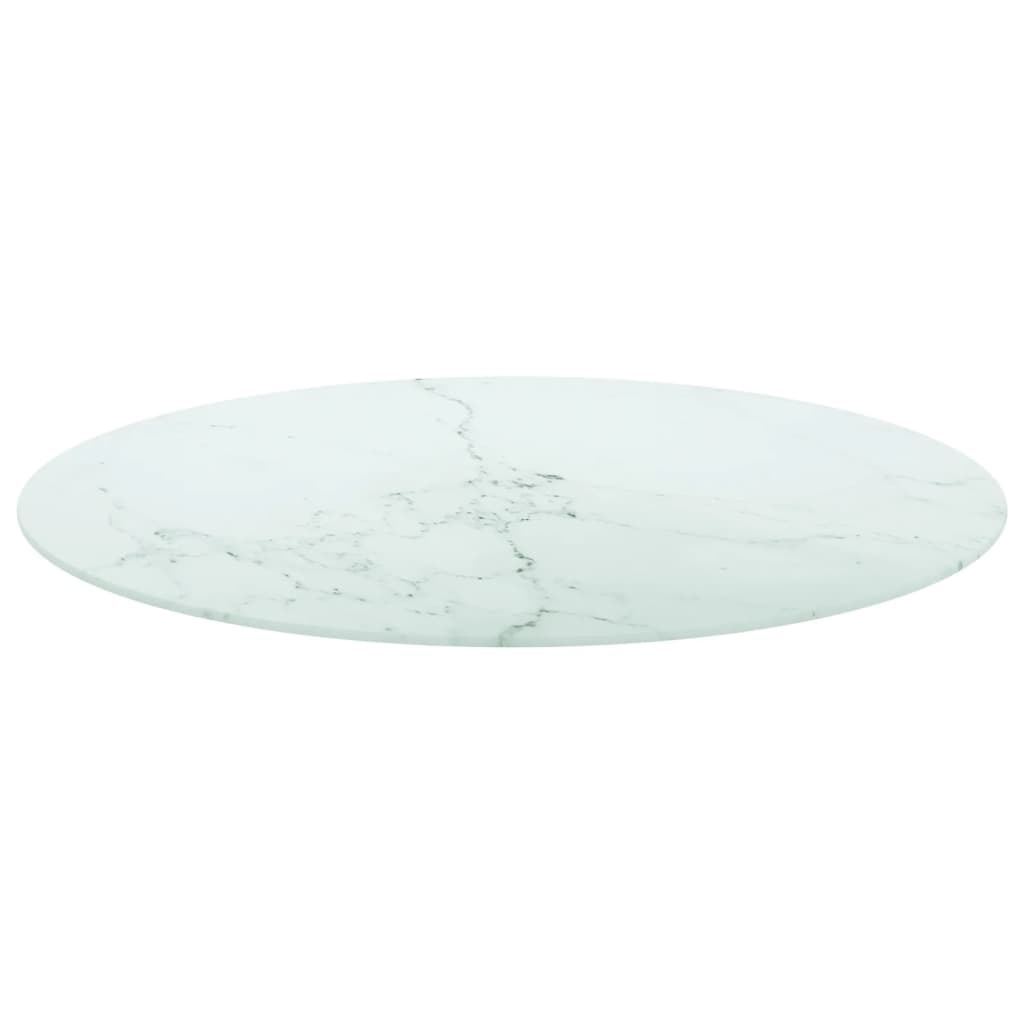 vidaXL Tafelblad Glas Ø80cm Wit Marmerlook - 35% Korting!