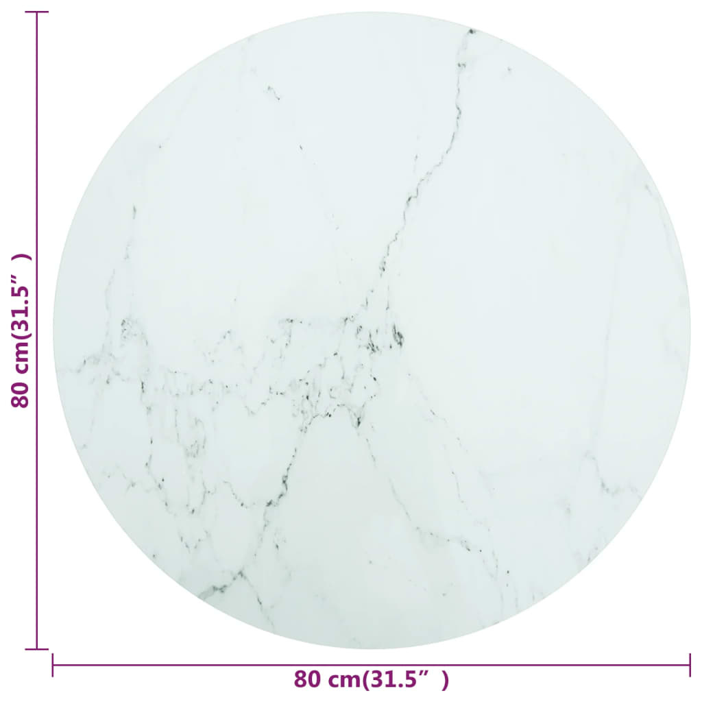 vidaXL Tafelblad Glas Ø80cm Wit Marmerlook - 35% Korting!