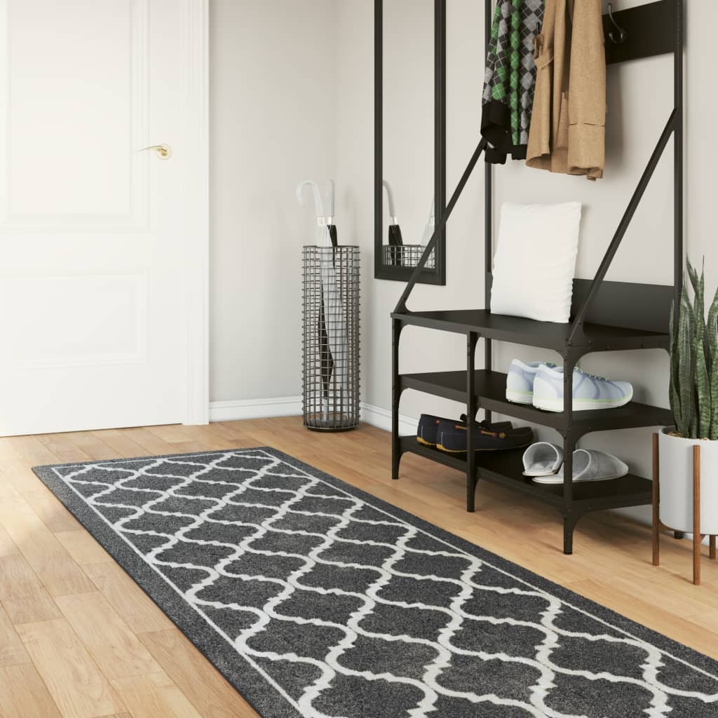 VidaXL Wasbaar Vloerkleed 80x300 Zwart/Wit -35%