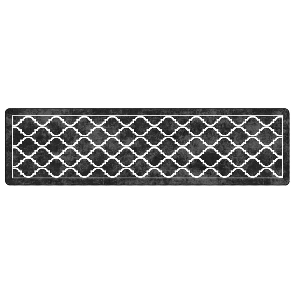VidaXL Wasbaar Vloerkleed 80x300 Zwart/Wit -35%