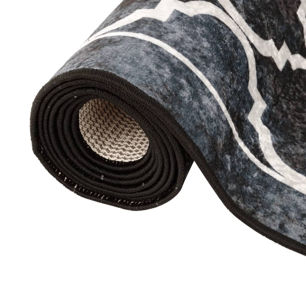 VidaXL Wasbaar Vloerkleed 80x300 Zwart/Wit -35%