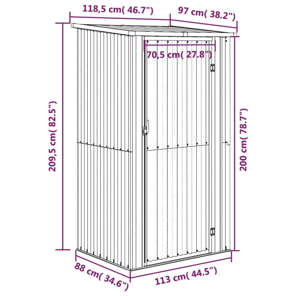Tuinschuur Antraciet 118,5x97x209,5cm - 35% Korting!