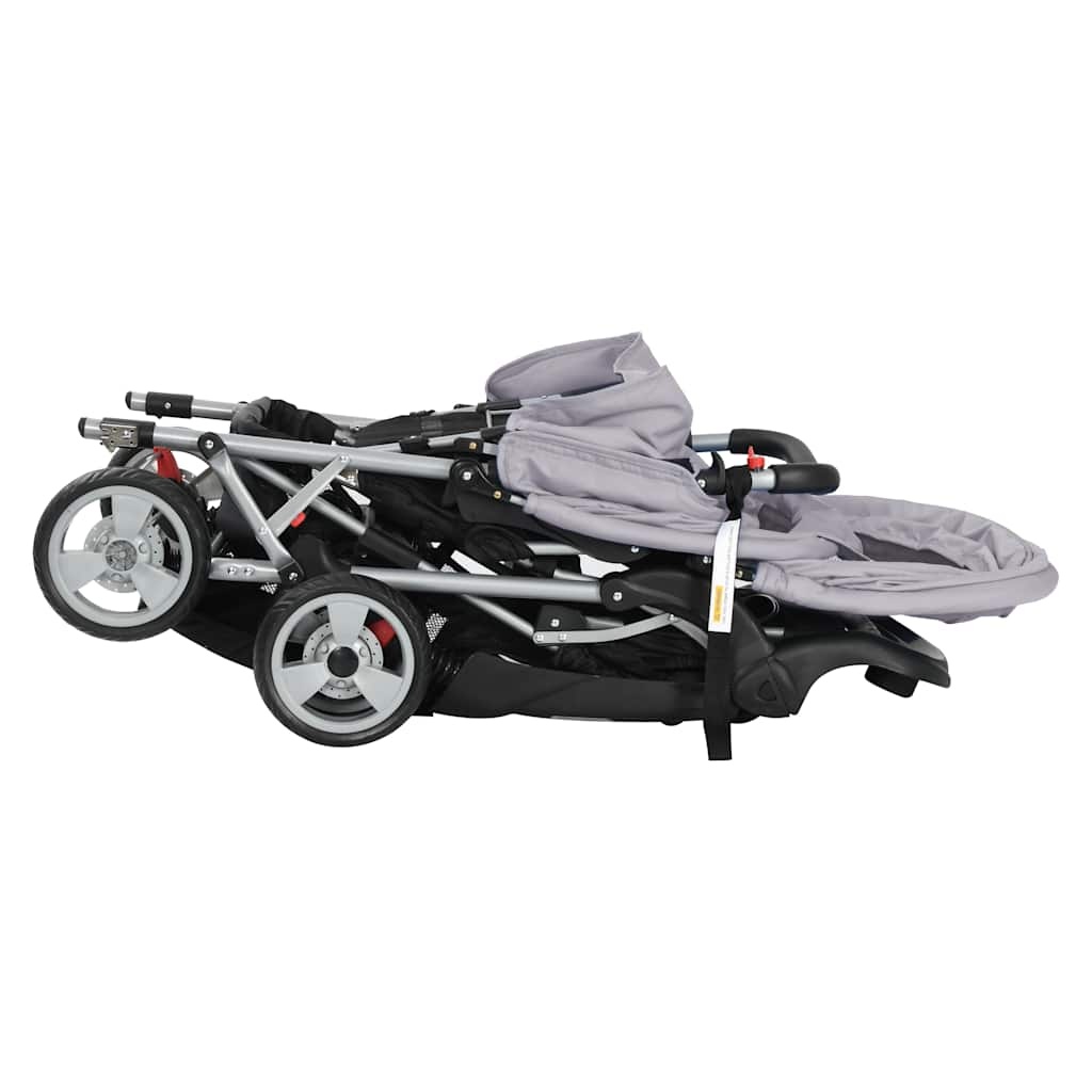 Dubbele Kinderwagen Grijs/Zwart - 35% Korting!