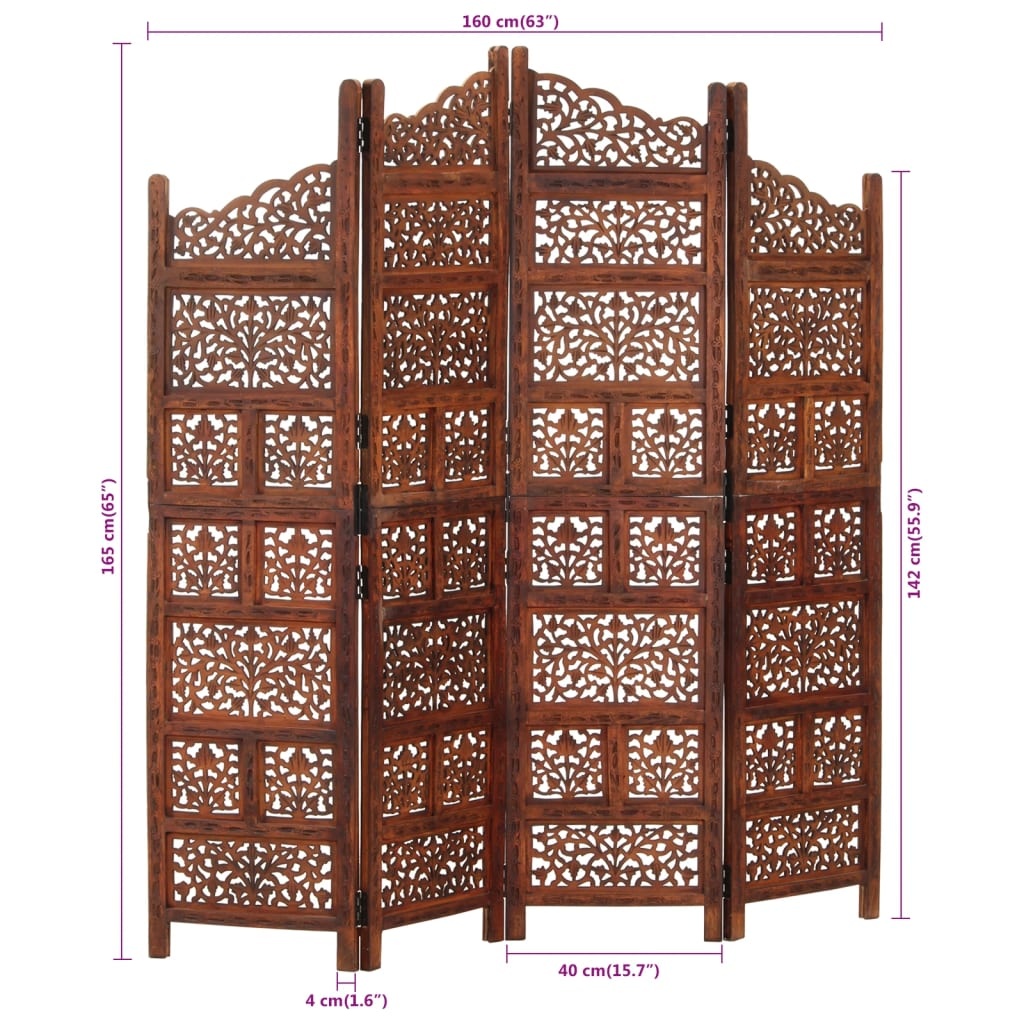 Kamerscherm Mangohout 160x165cm - Handgesneden - 35% Korting!