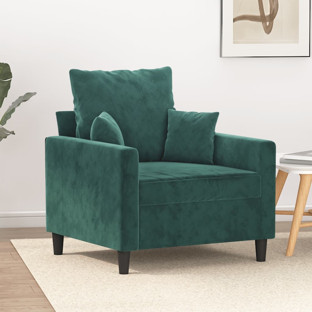 vidaXL Fluweel Fauteuil Donkergroen -60cm- Nu 35% Korting!
