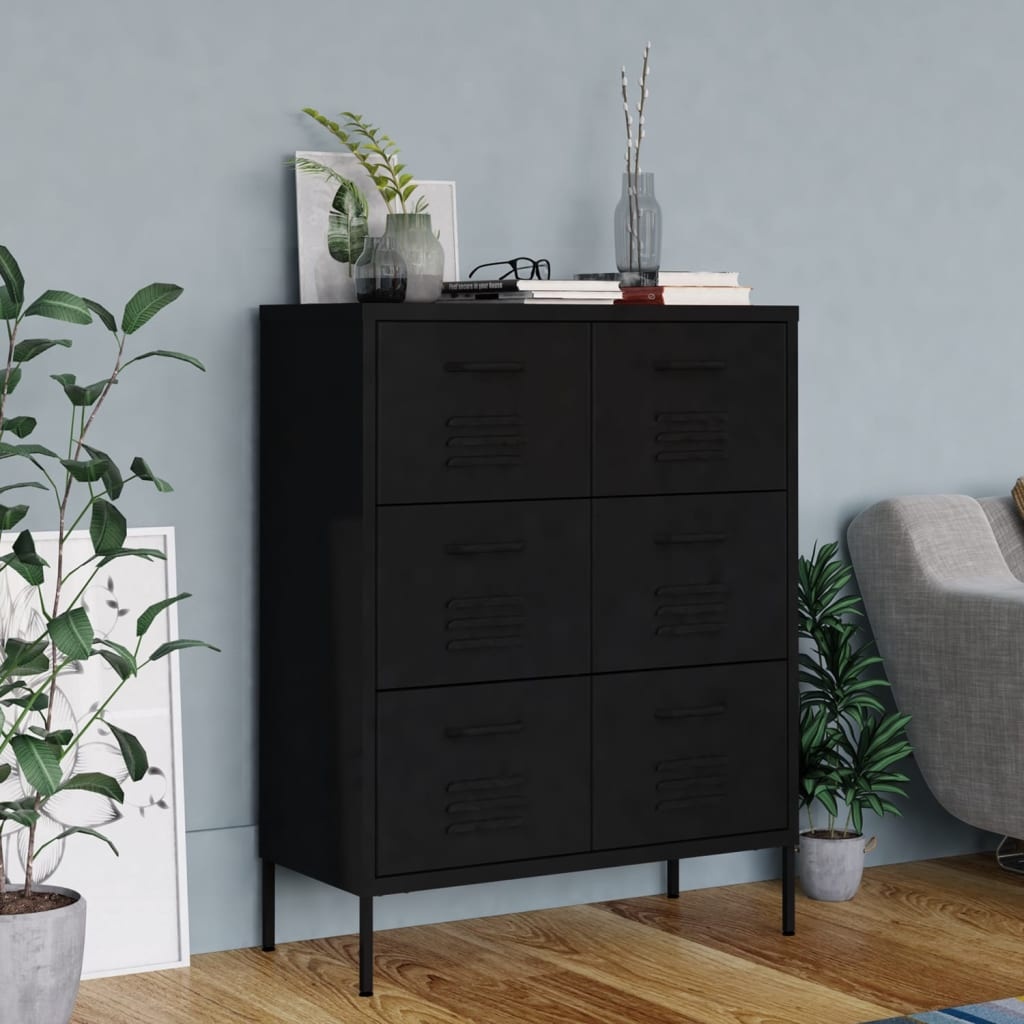 VidaXL Ladekast Staal Zwart 80cm - 35% Korting!