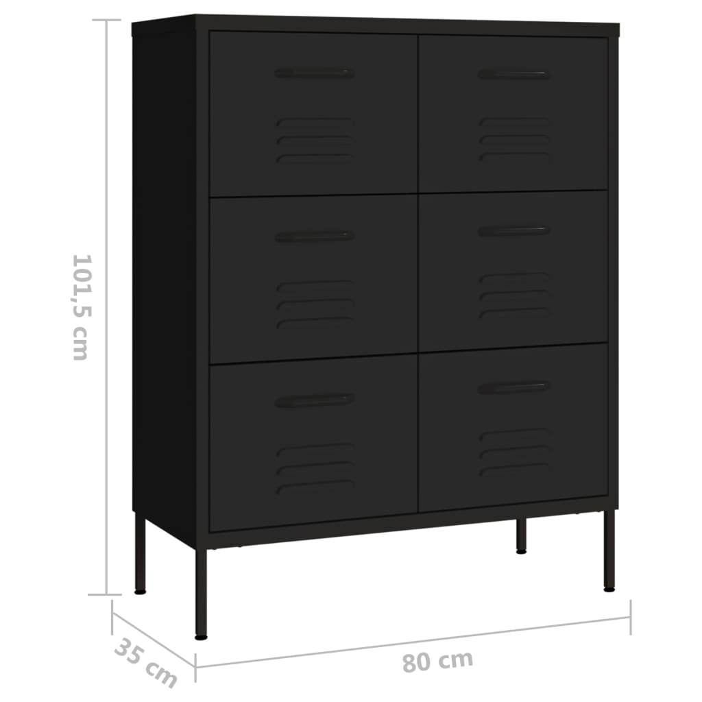VidaXL Ladekast Staal Zwart 80cm - 35% Korting!