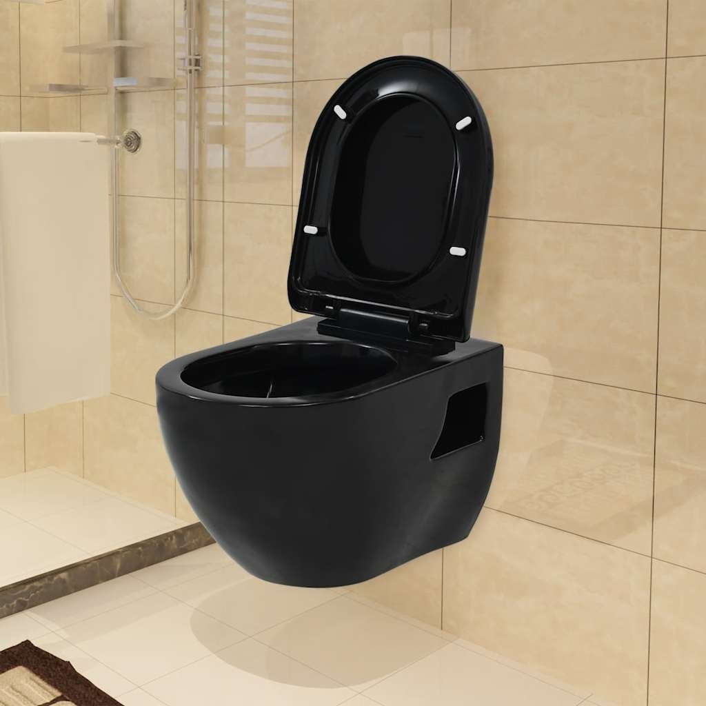 vidaXL Zwart Wandtoilet met Softclose - 35% Korting!
