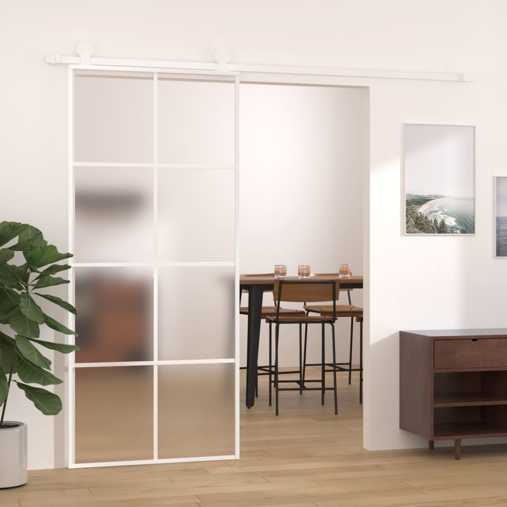 Schuifdeur 90x205 cm wit ESG-glas - 42% Korting!