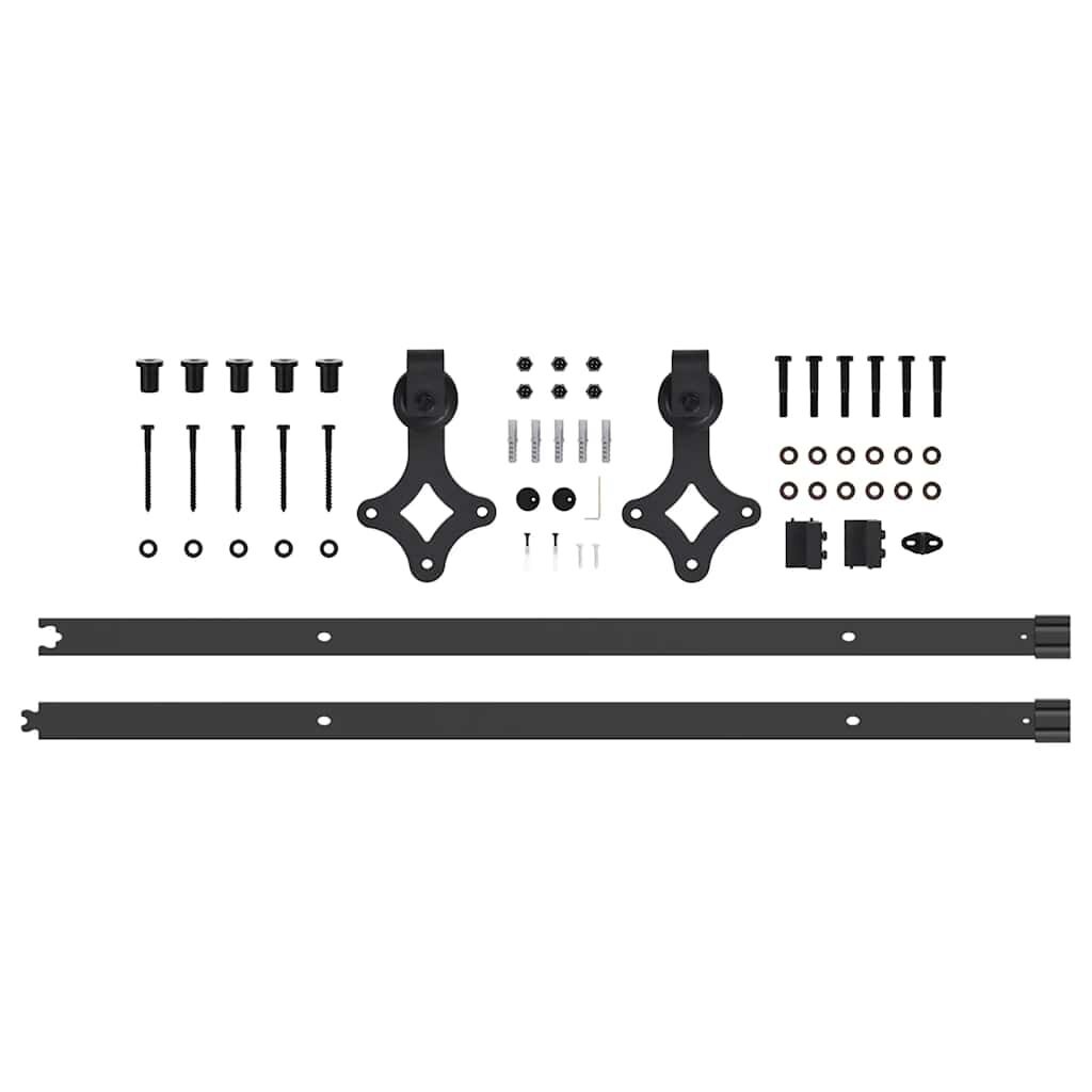 vidaXL Schuifdeur Set 213.5cm Staal Zwart - 41% Korting!