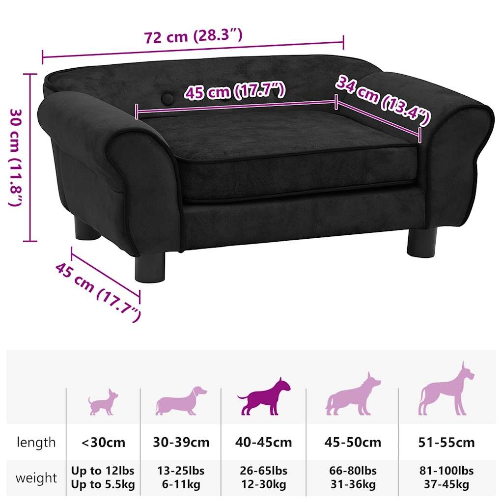VidaXL Hondenbank Zwart Pluche - 72cm - 42% Korting!