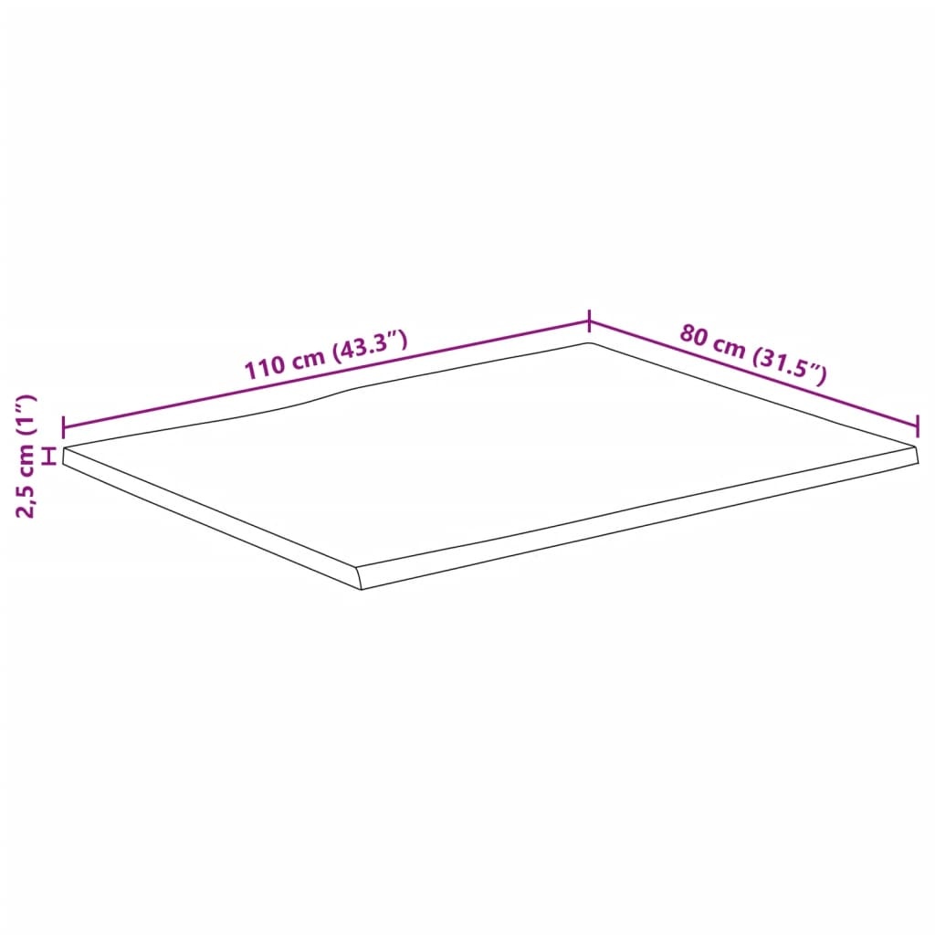Massief Mangohouten Tafelblad 110x80cm - 35% Korting!