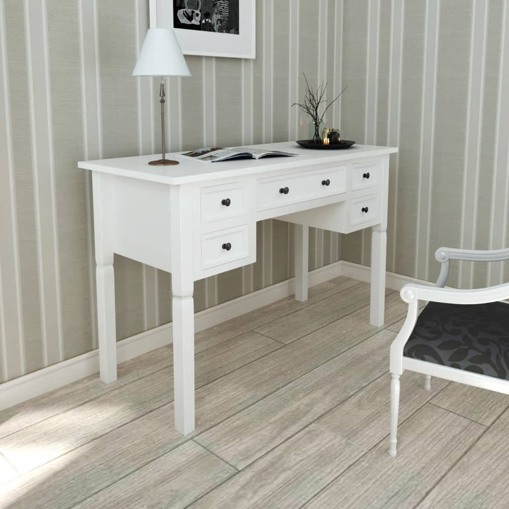 vidaXL Schrijftafel Wit - 5 Lades - 53% Korting!