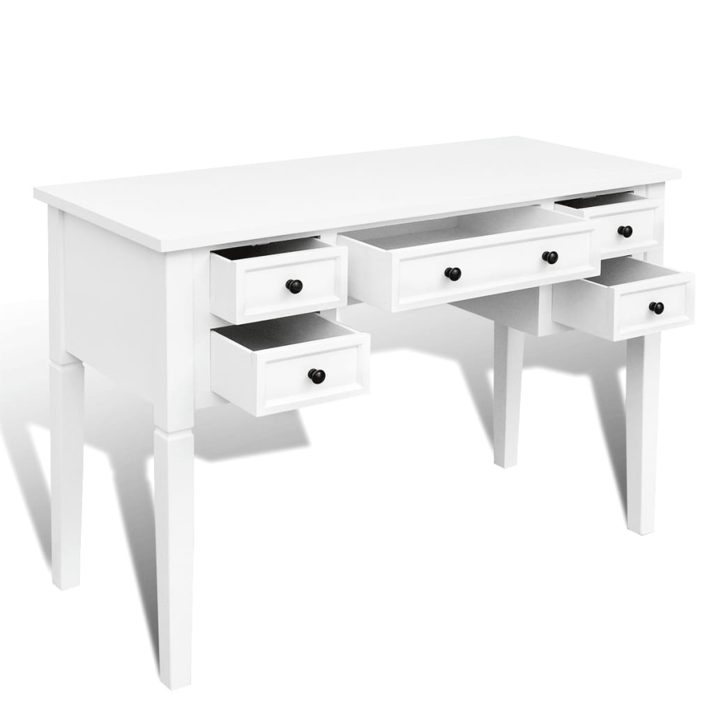 vidaXL Schrijftafel Wit - 5 Lades - 53% Korting!