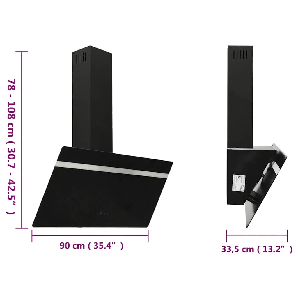 vidaXL Wandafzuigkap 90cm Zwart -35% Korting!