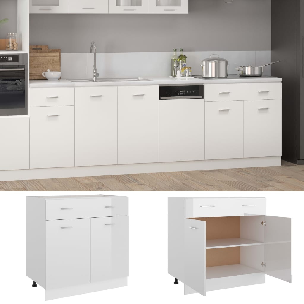 VidaXL Onderkast Lyon Wit Hoogglans - 80cm - 47% Korting!