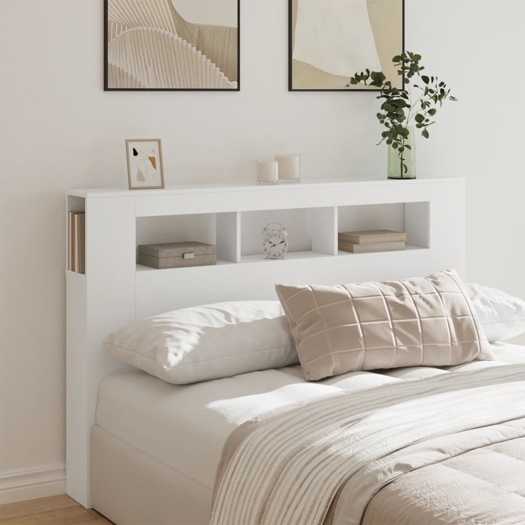 vidaXL LED Hoofdeinde 160cm Wit Hout - 42% Korting!