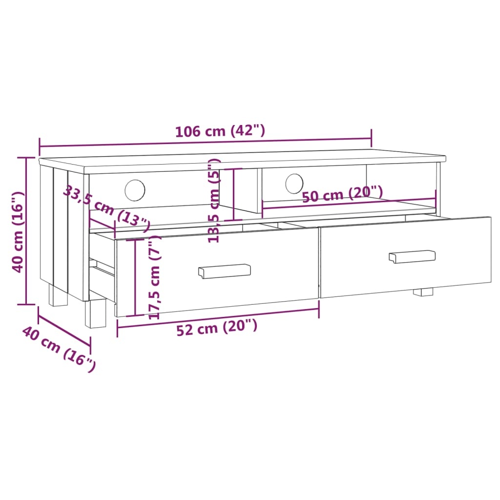 vidaXL Tv-meubel Grenen Donkergrijs 106cm - 35% Korting!