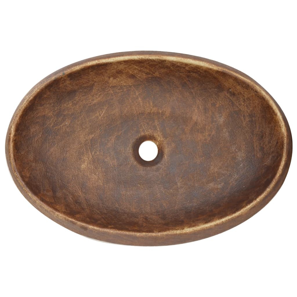 vidaXL Ovale Opzetwasbak Bruin 59cm - 35% Korting! Beschadigd