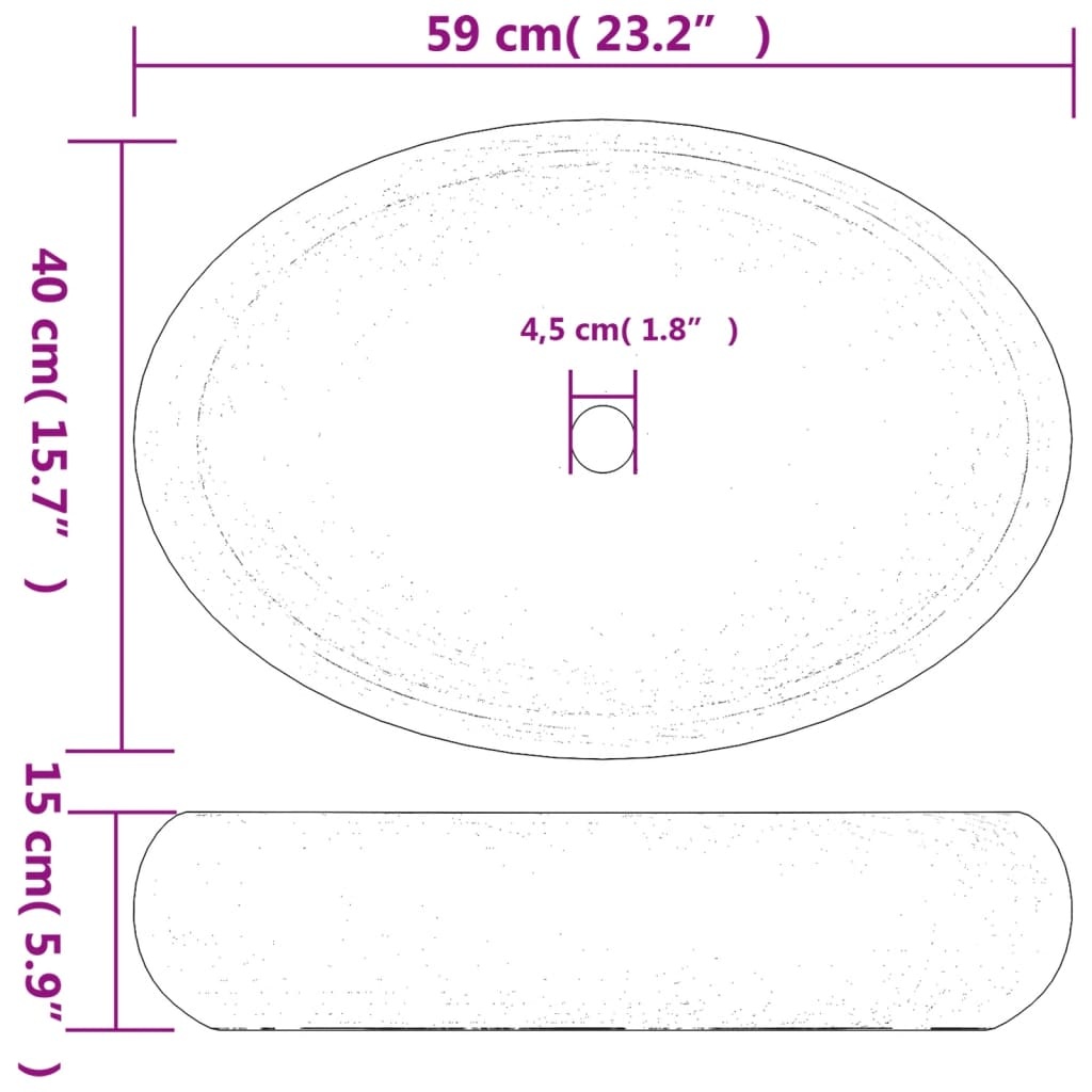 vidaXL Ovale Opzetwasbak Bruin 59cm - 35% Korting! Beschadigd