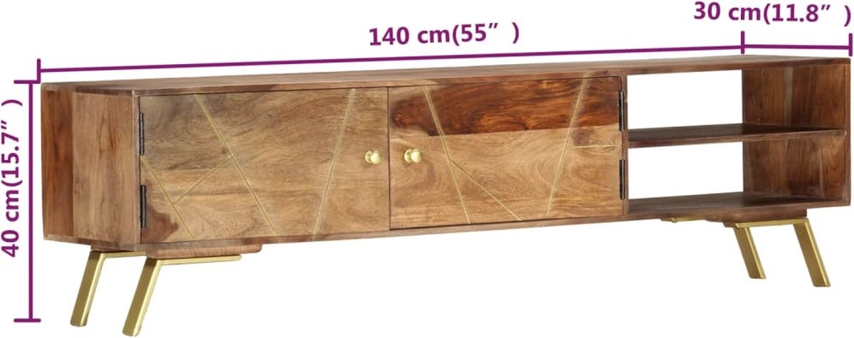 vidaXL Tv-meubel Sheesham 140cm - Retourdeal! 57% Korting