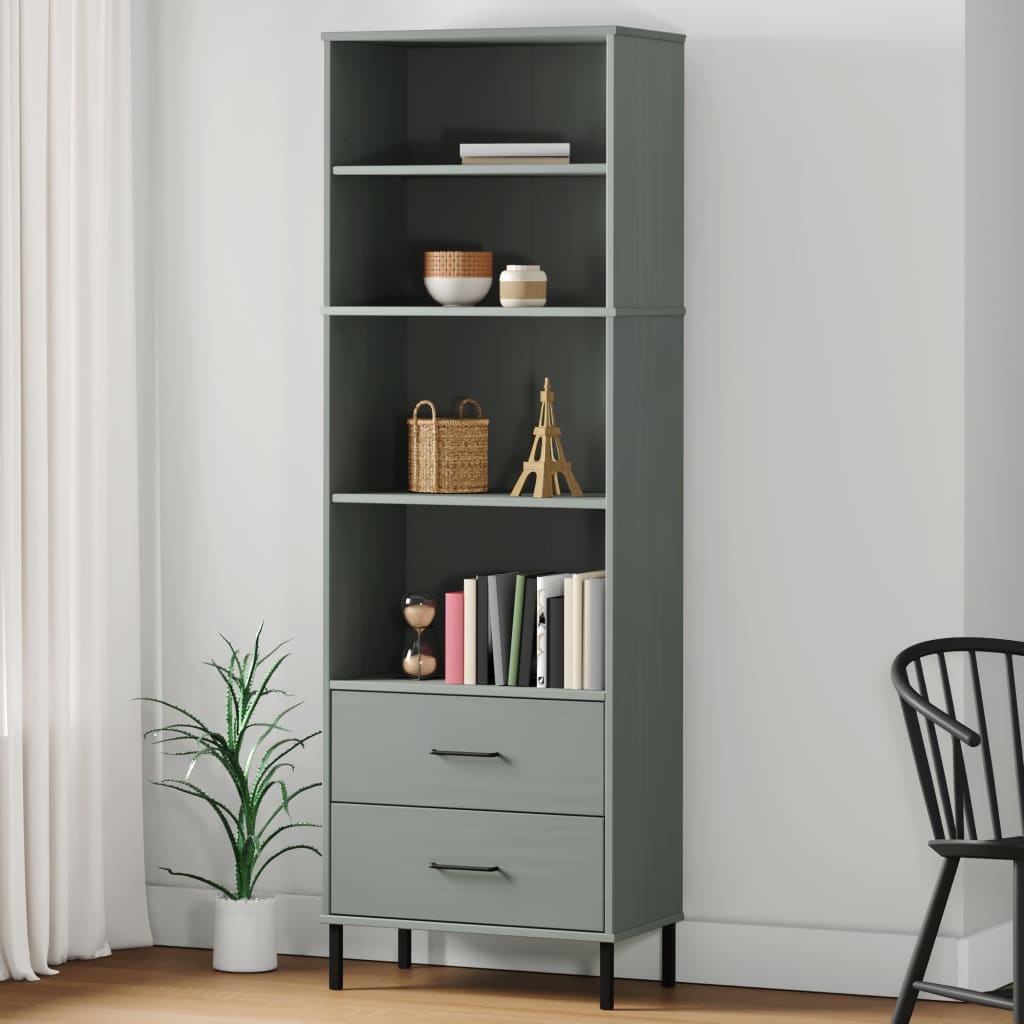vidaXL Boekenkast OSLO Grijs - 35% Korting! Massief Hout