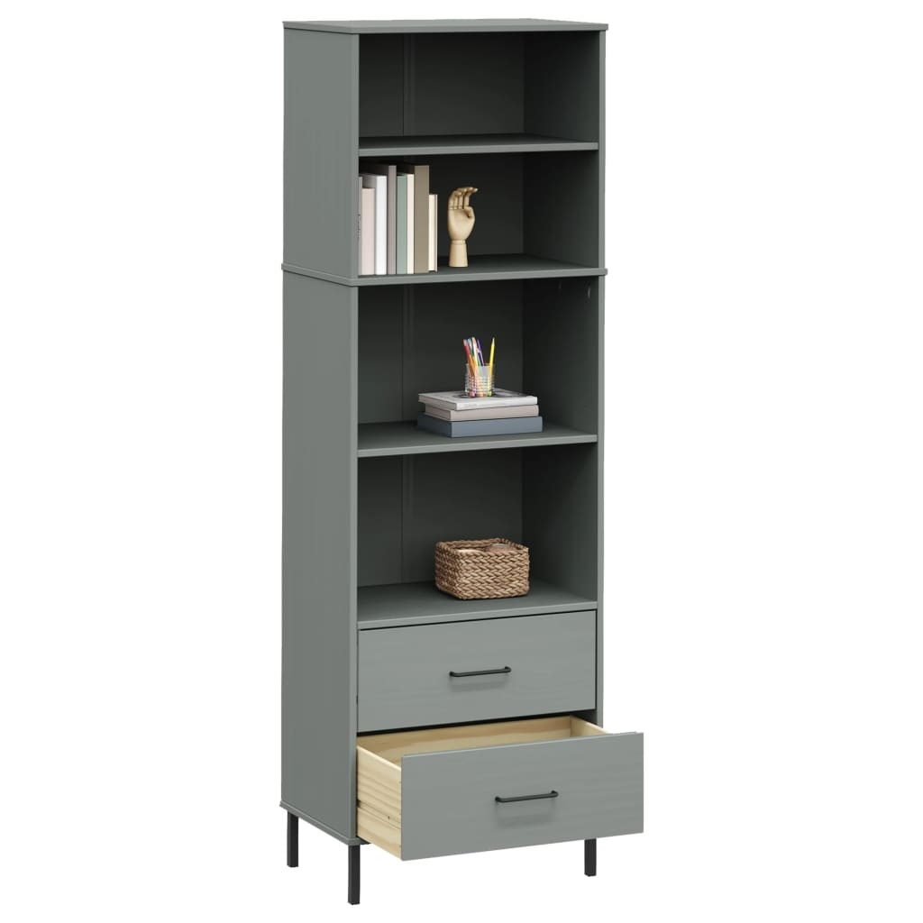 vidaXL Boekenkast OSLO Grijs - 35% Korting! Massief Hout