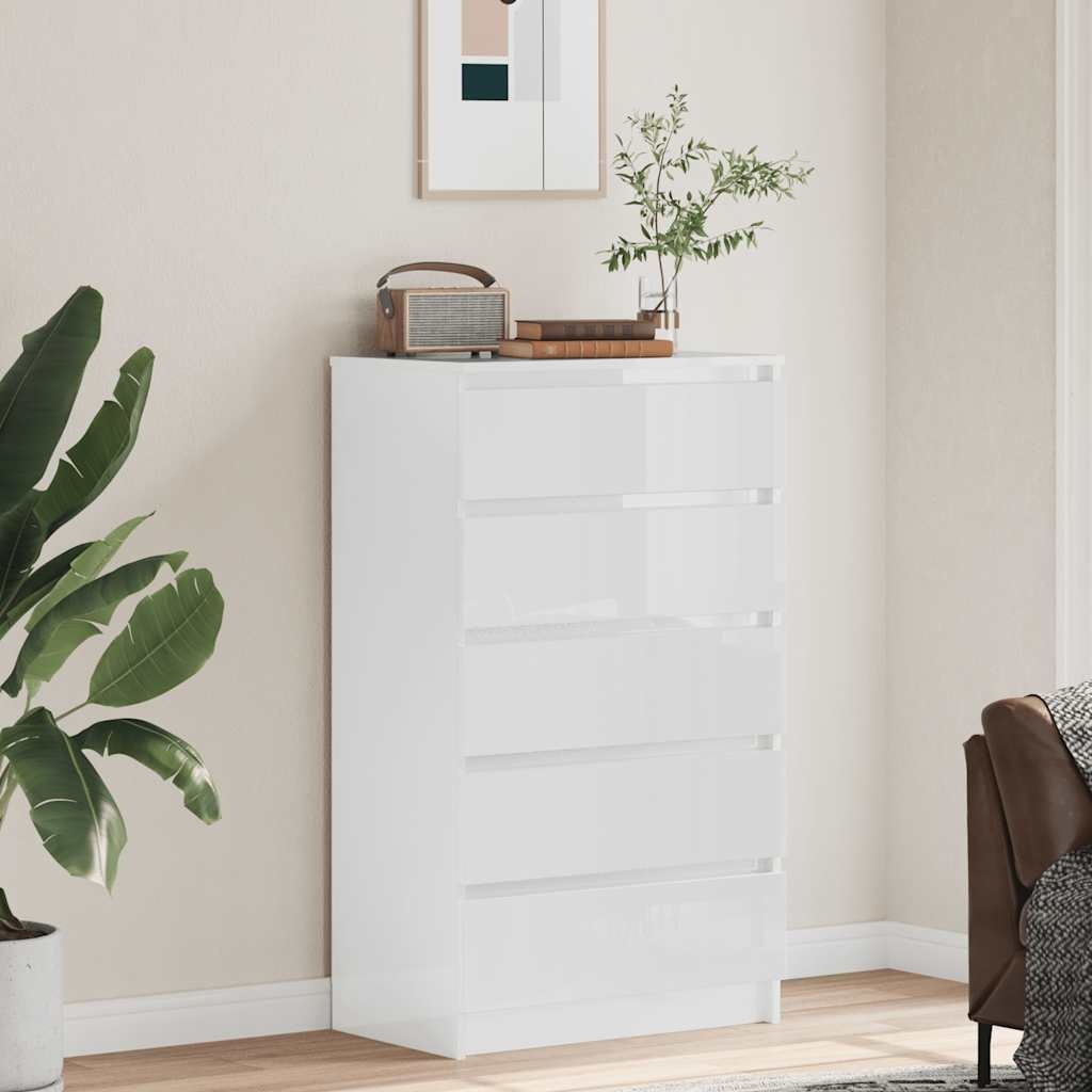 VidaXL Ladekast Hoogglans Wit - 60x36x103cm - 35% Korting!