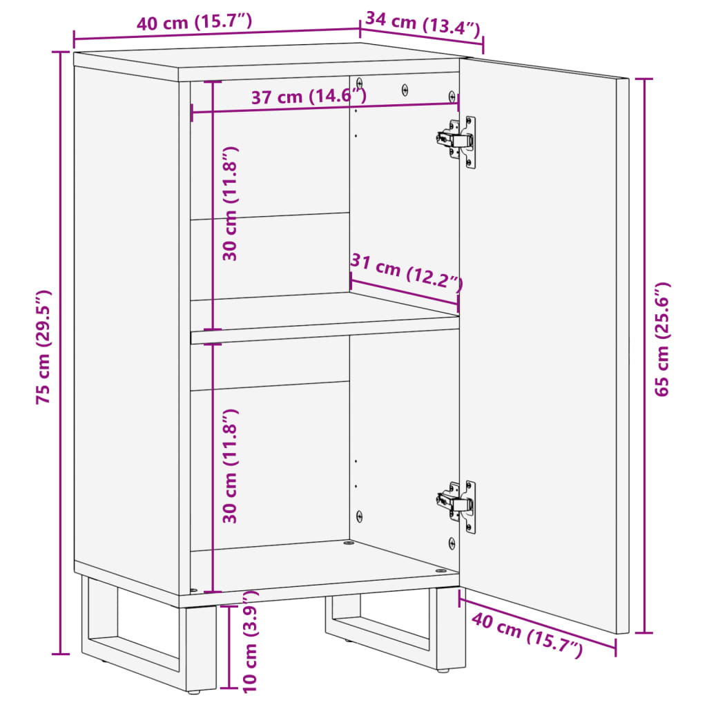 vidaXL Dressoir Mangohout 40cm - 35% Korting!
