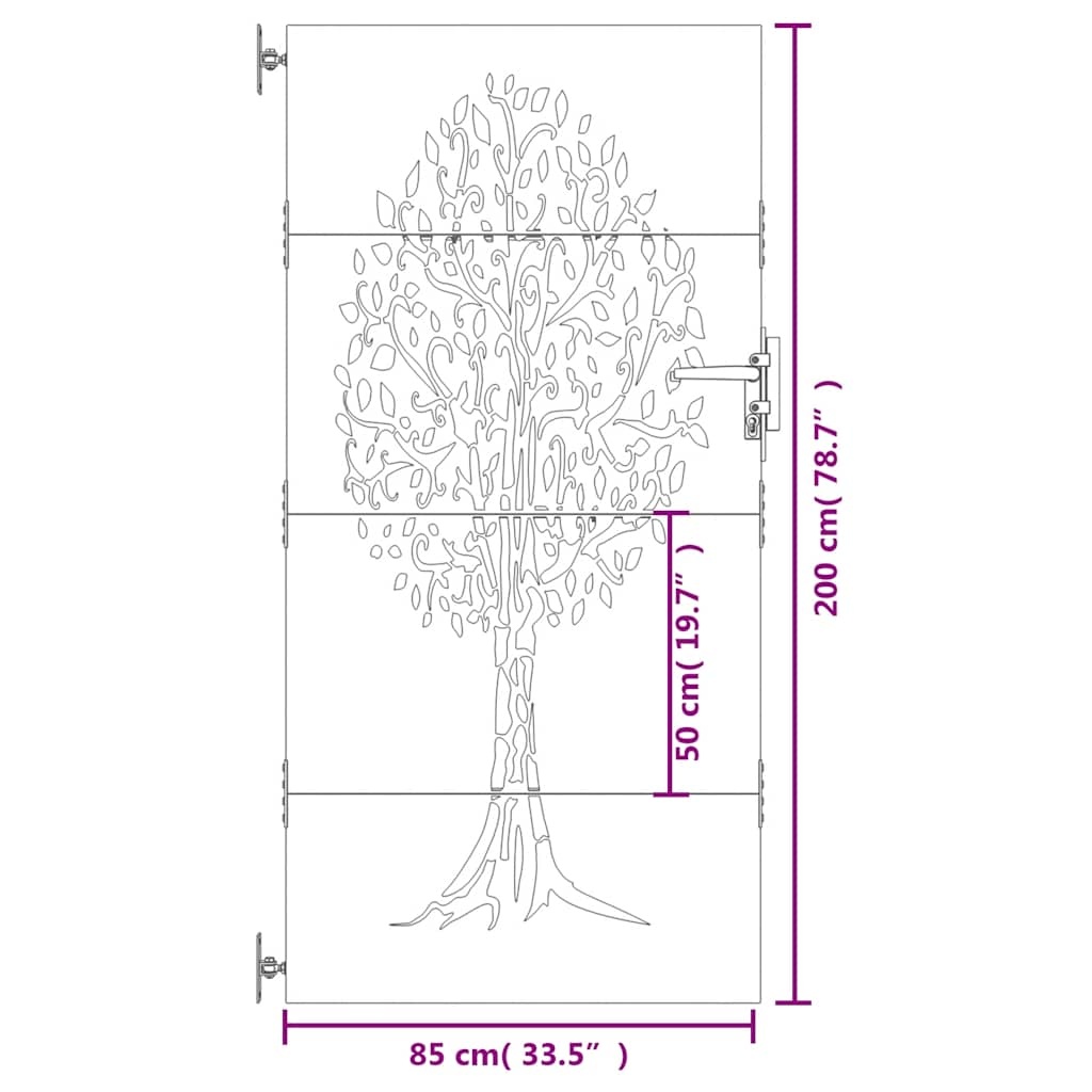 vidaXL Cortenstaal Poort 85x200cm Boomdesign - 35% Korting!