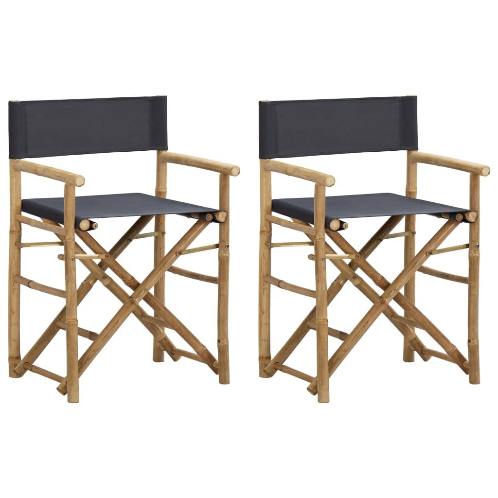 Regisseursstoelen (2x) Bamboe Grijs -35%! Inklapbaar, Nieuw