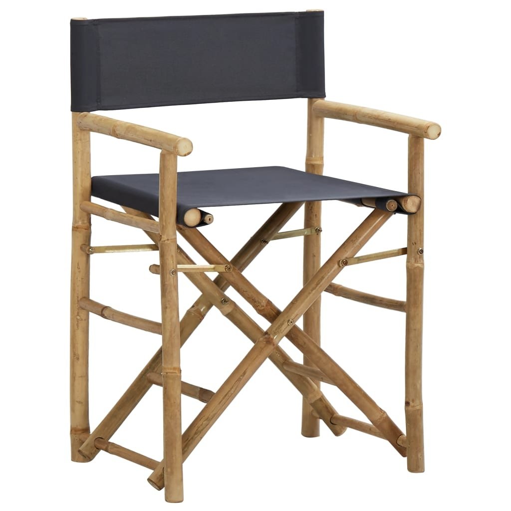 Regisseursstoelen (2x) Bamboe Grijs -35%! Inklapbaar, Nieuw