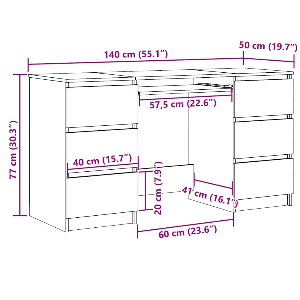 vidaXL Schrijftafel Wit 140cm - 35% Korting! Zo Goed Als Nieuw