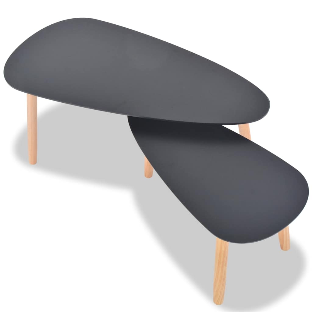 vidaXL Salontafelset Grenenhout Zwart - 2-delig - 53% Korting!