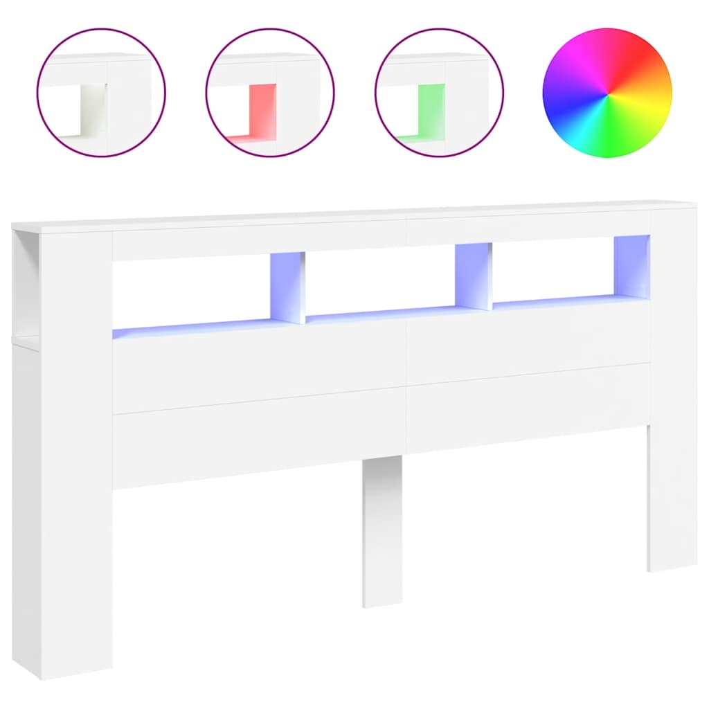 vidaXL LED Hoofdbord Wit 200cm - 35% Korting!