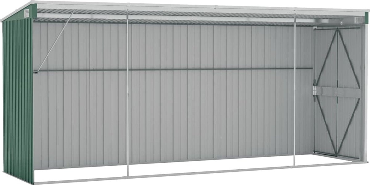 vidaXL Wand Tuinschuur Groen - 118x382x178cm - 35% Korting!