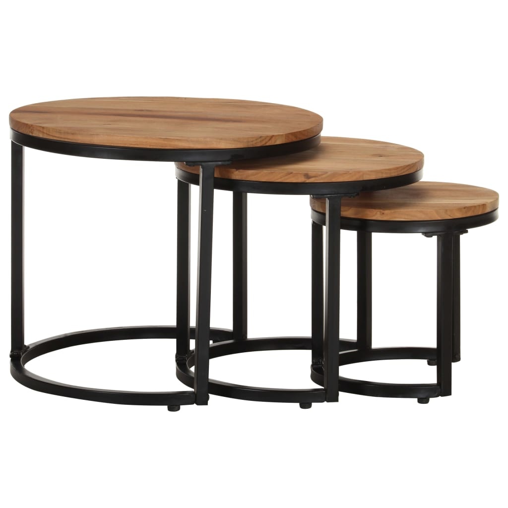 vidaXL Bijzettafels (3 st) Acaciahout -35%! Retourdeal