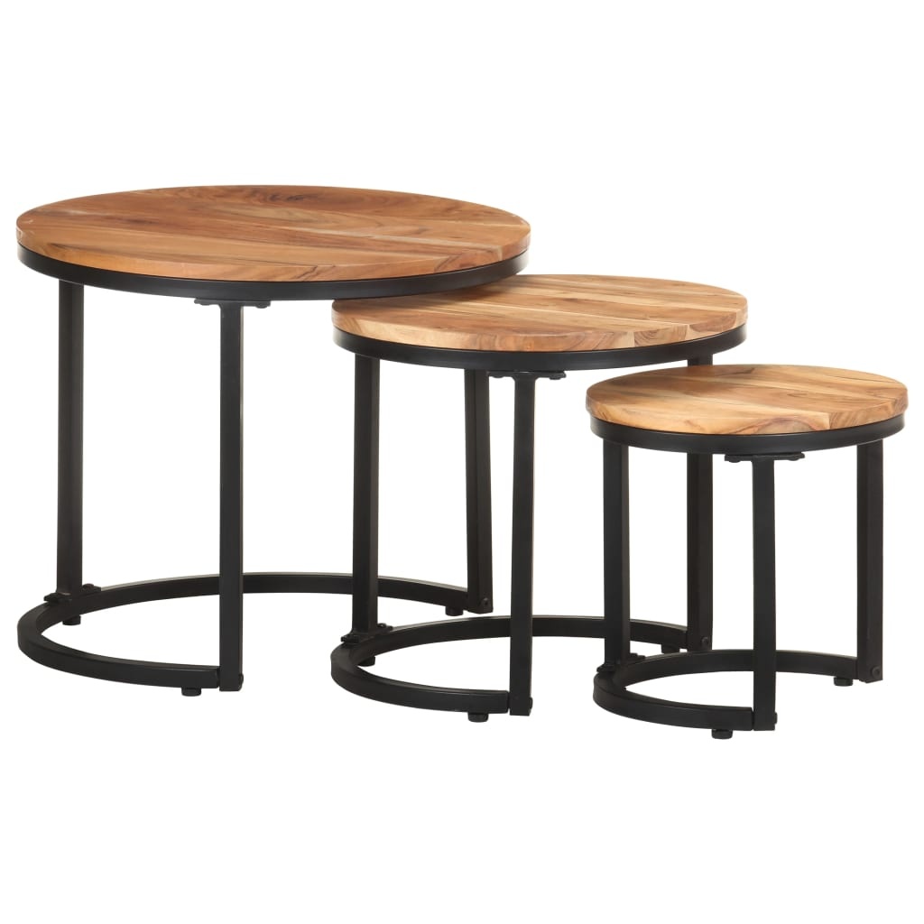 vidaXL Bijzettafels (3 st) Acaciahout -35%! Retourdeal