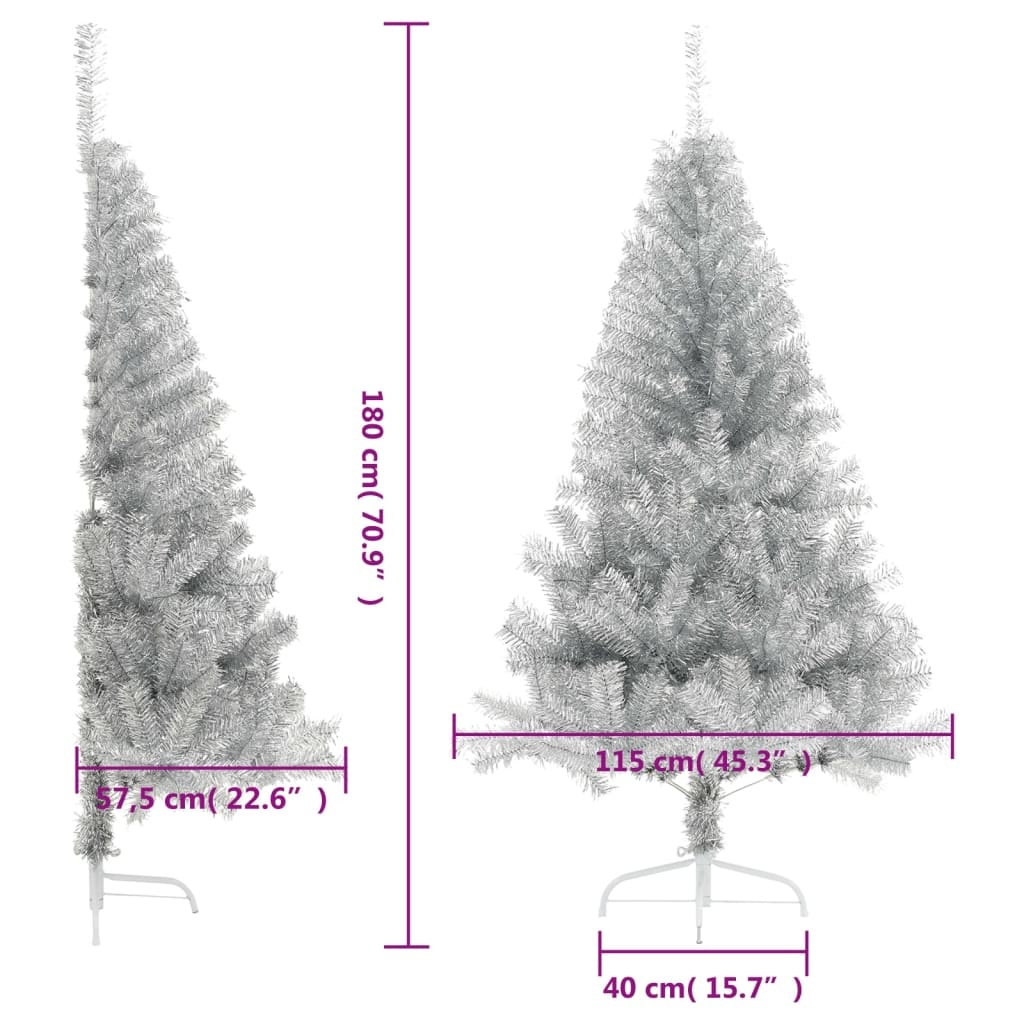 Halve Kunstkerstboom 180cm Zilver - 47% Korting!