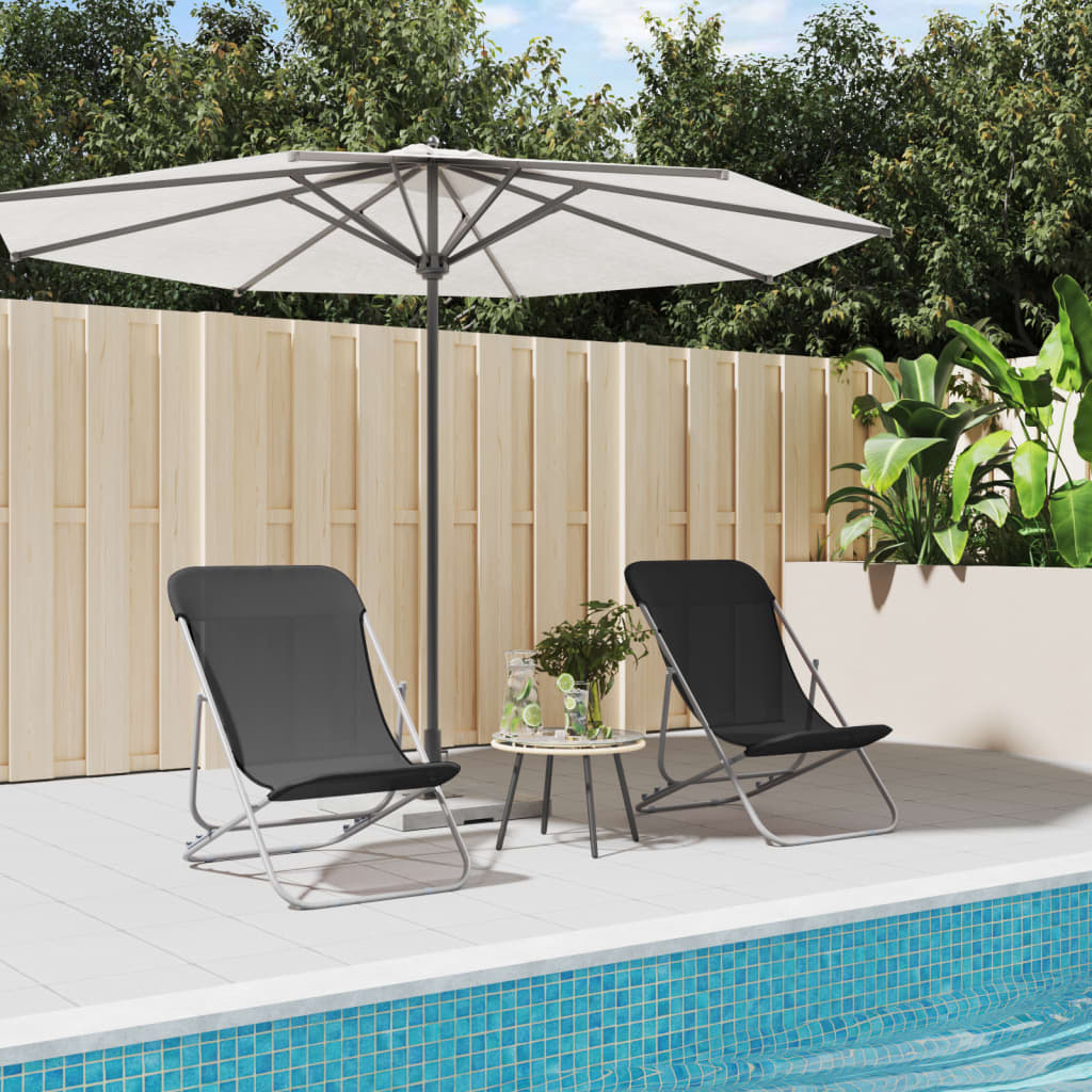 vidaXL Strandstoelen (2x) Zwart - 35% Korting! (Beschadigd)