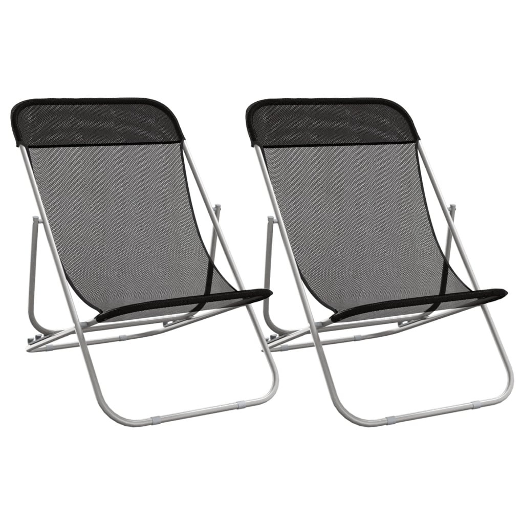 vidaXL Strandstoelen (2x) Zwart - 35% Korting! (Beschadigd)