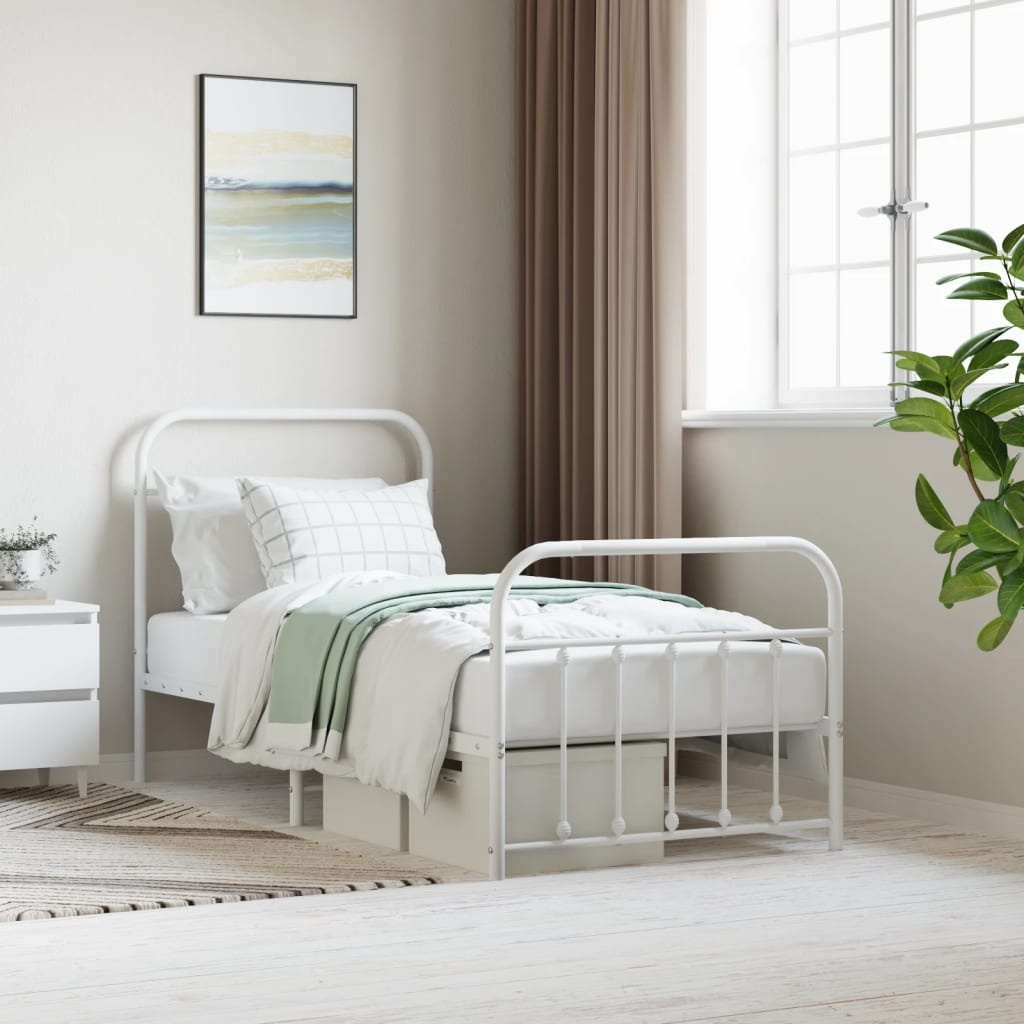 vidaXL Bedframe 90x190 cm Wit Metaal -35%