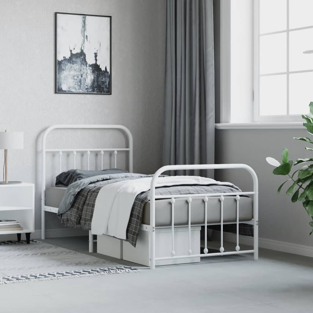 vidaXL Bedframe 90x190 cm Wit Metaal -35%
