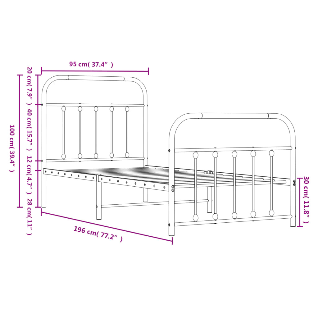 vidaXL Bedframe 90x190 cm Wit Metaal -35%