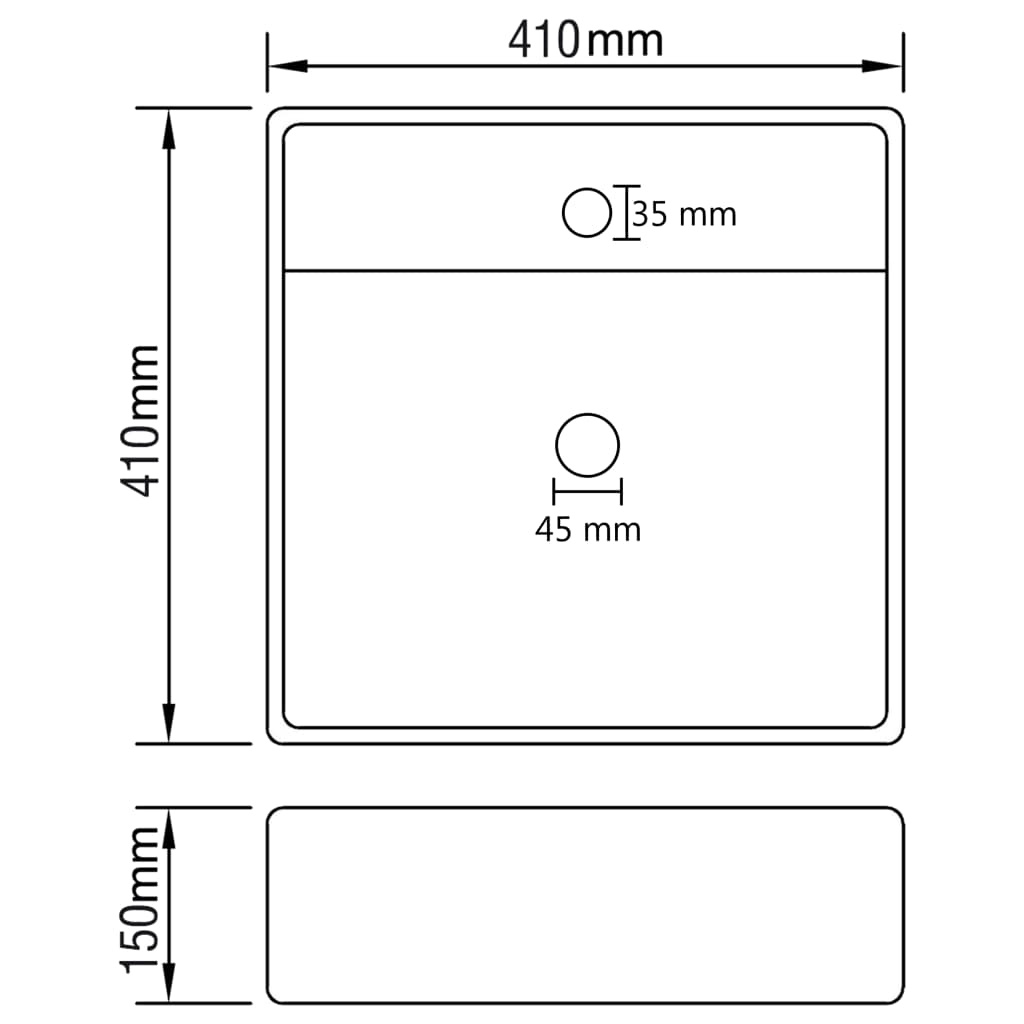 Wastafel Vierkant Mat Donkergrijs 41x41cm - 35% Korting!
