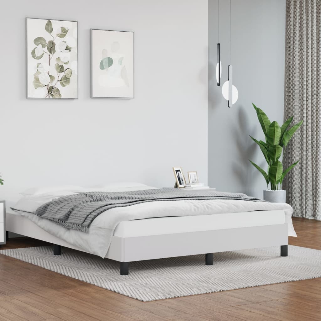 vidaXL Bedframe Wit 140x190cm - Kunstleer - 35% Korting!